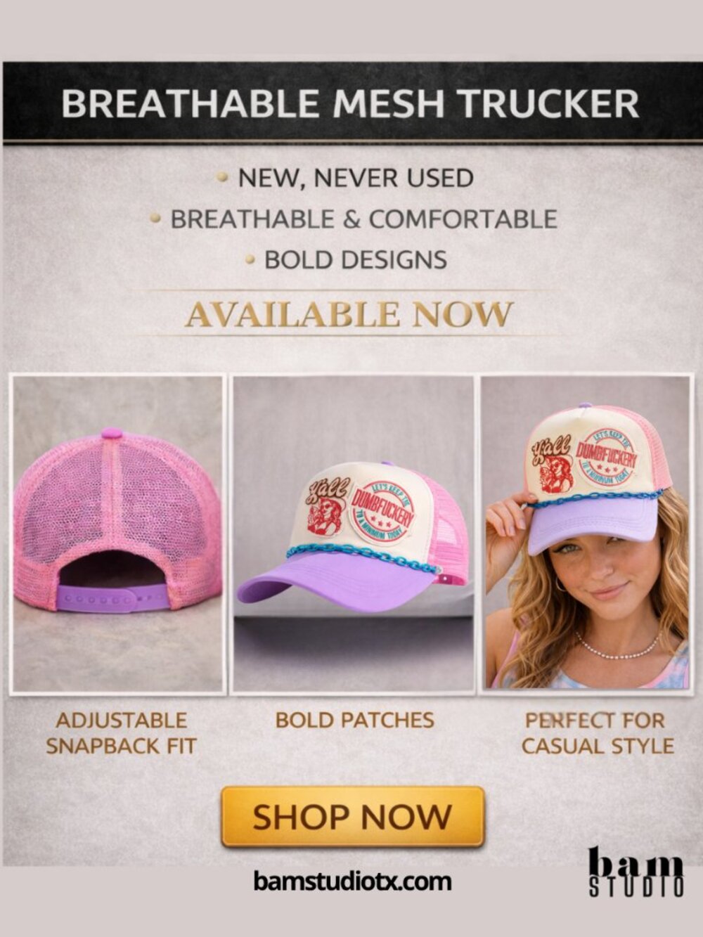 Keep the Dumbf*ckery to a Minimum” | Pink Purple Western Cowgirl Trucker Hat NEW - Picture 4 of 5